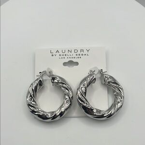 Laundry by Shelli Segal Silver Hoop Earrings